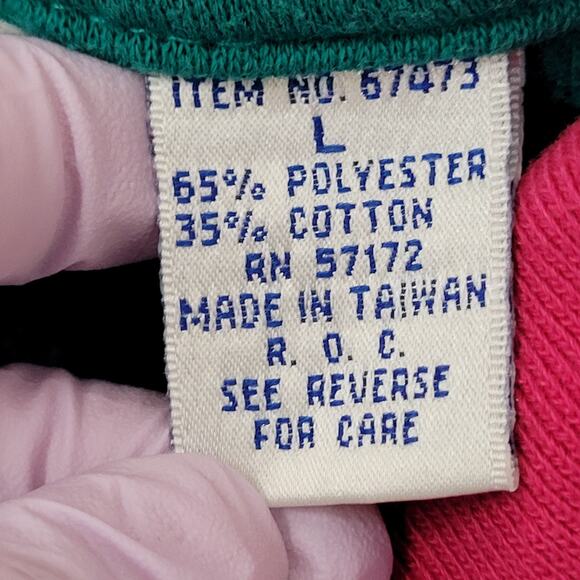 Vintage 90s MOD Fleece Sweatshirt Womens Large 23x22 Baggy Boxy - Picture 7 of 14